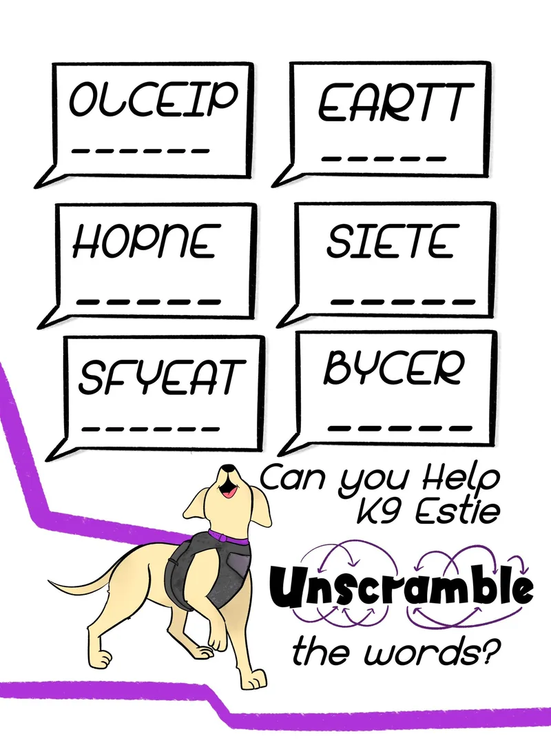 Help K9 Estie Unscramble the Words