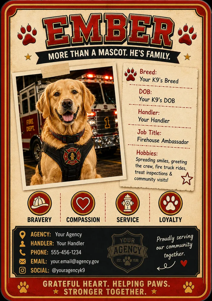 Ember — Firehouse K9 concept card back