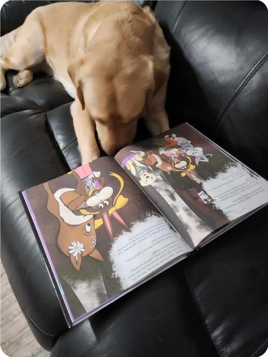Estie reading an Estie Files book