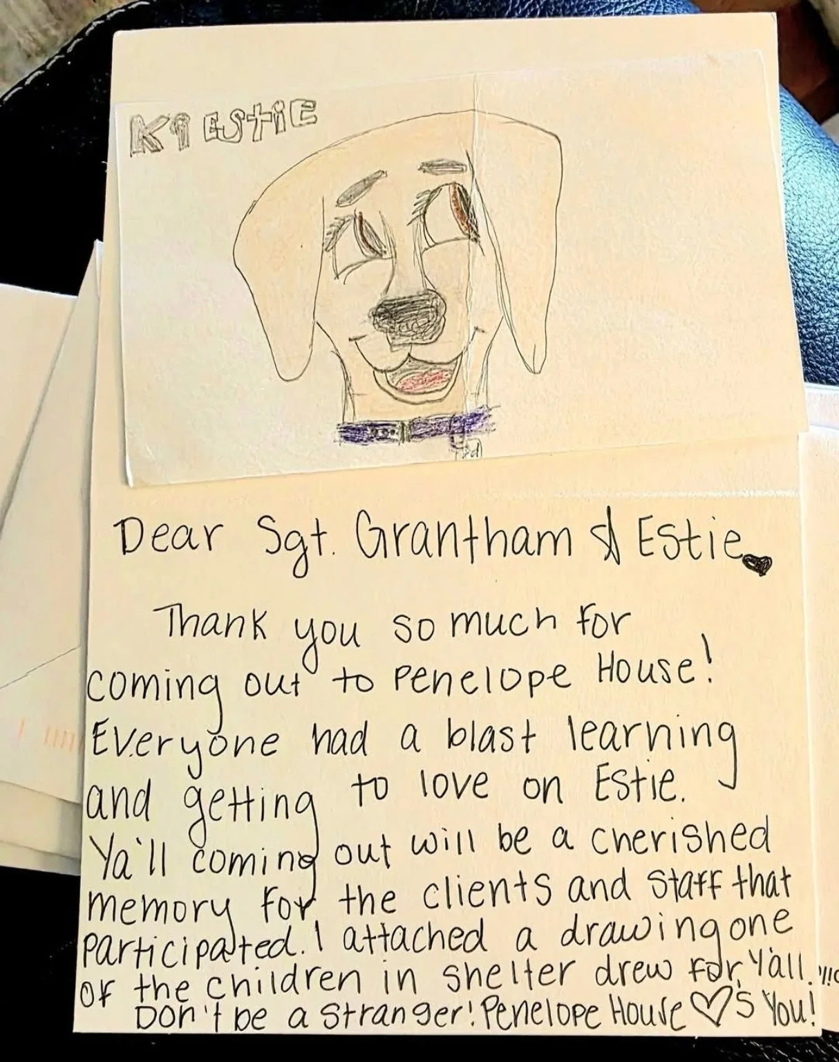 Thank-you letter to Estie