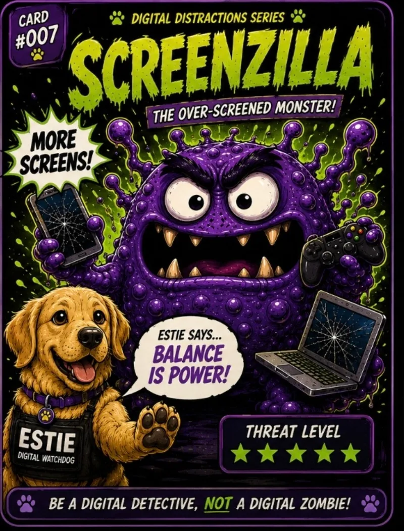 Screenzilla trading card: Estie says balance is power