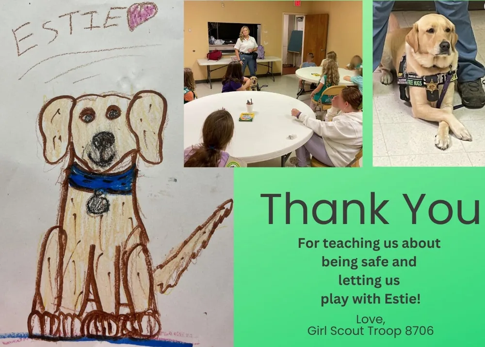 Girl Scout troop thank-you card for Estie